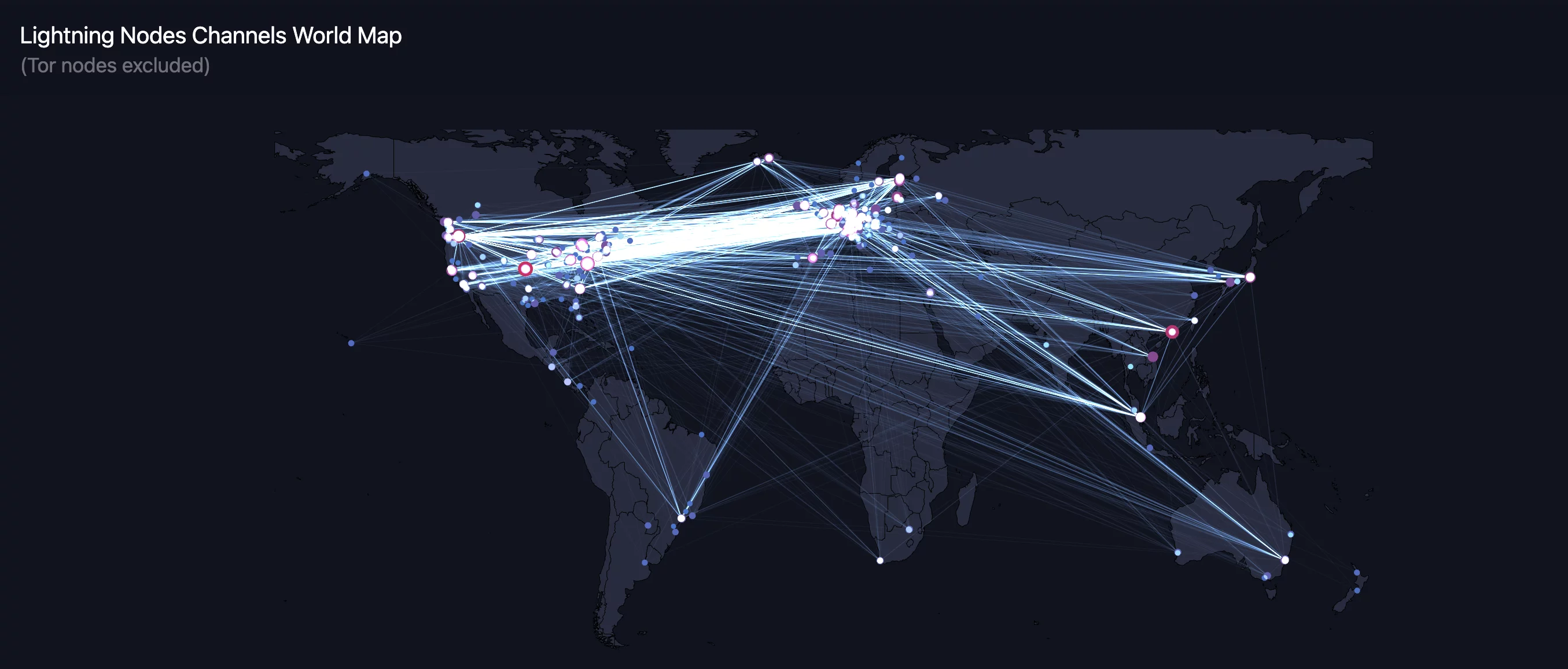 Carte des canaux du Lightning Network à travers le monde